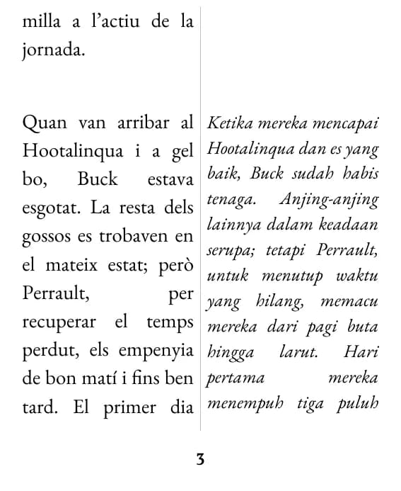 Satu halaman dalam tata letak kolom ganda