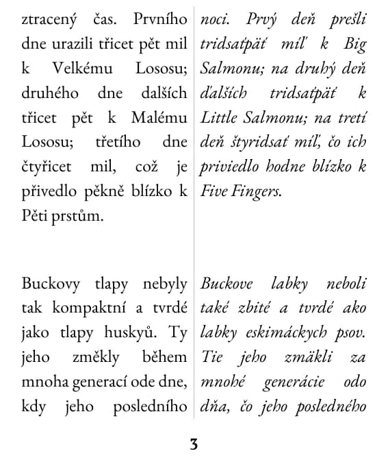Ukážková strana, rozloženie: dva stĺpce