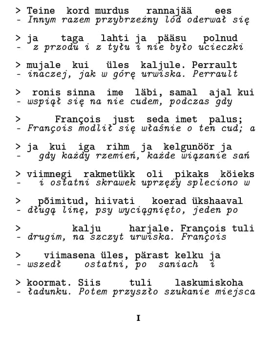 Przykładowa strona, układ: wiersz po wierszu