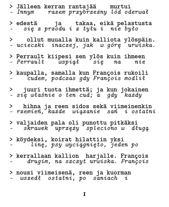 Przykładowa strona, układ: wiersz po wierszu