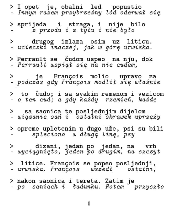 Przykładowa strona, układ: wiersz po wierszu