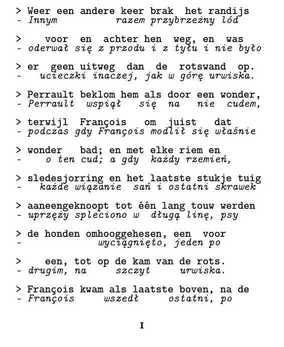 Przykładowa strona, układ: wiersz po wierszu