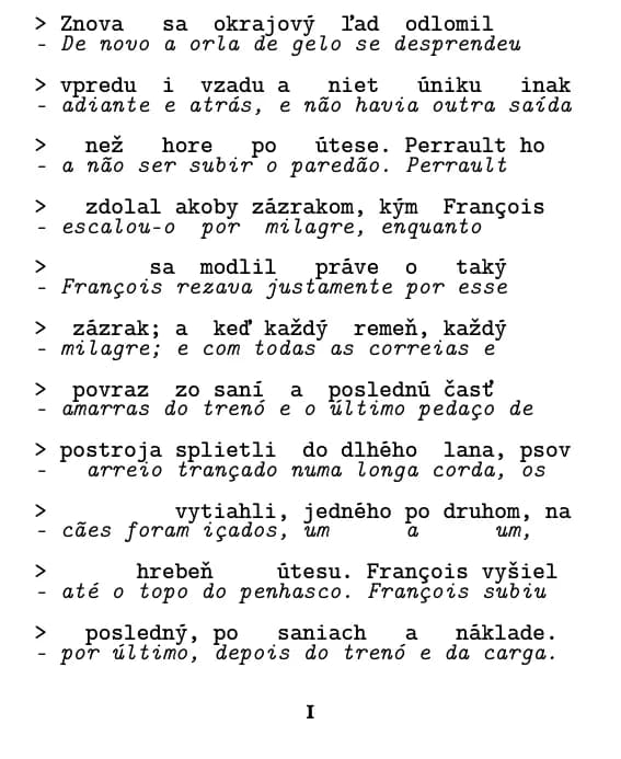 Uma página no formato linha a linha