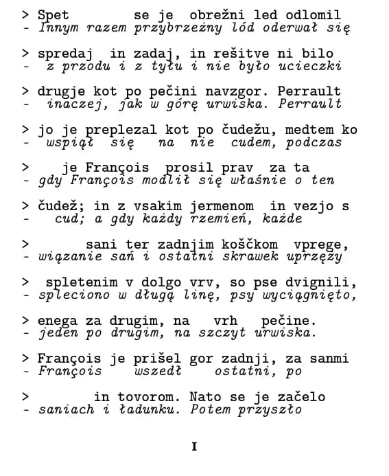 Przykładowa strona, układ: wiersz po wierszu