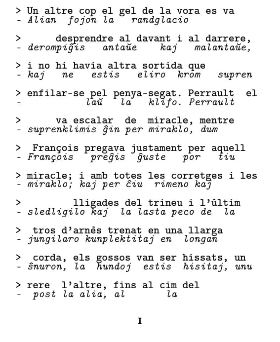 Jack London, La crida del bosc, paĝo 1 de la fragmento (linio post linio)