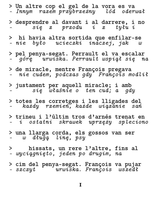 Jack London, La crida del bosc, strona 1 fragmentu, układ: wiersz po wierszu