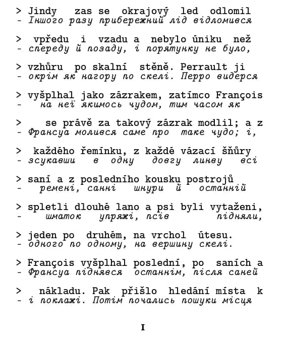 Jack London, Volání divočiny, сторінка 1 уривка, режим «рядок за рядком»