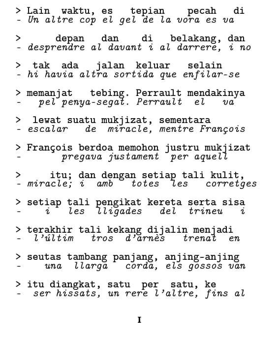 Jack London, Panggilan Alam Liar, pàgina 1 del fragment (línia per línia)
