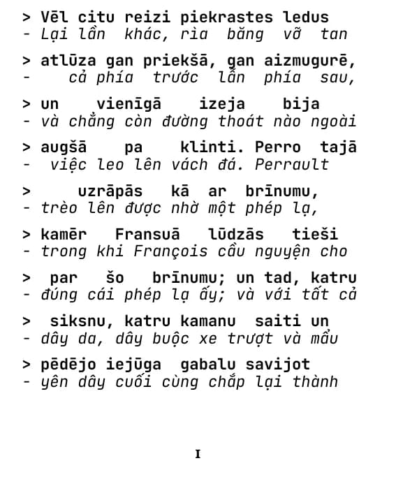 Džeks Londons, Savvaļas aicinājums, trang 1 của đoạn trích, trình bày từng dòng